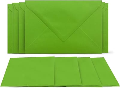250 Blanco Vouwkaarten met Enveloppen DIN A6/C6 Set Lichtgroen