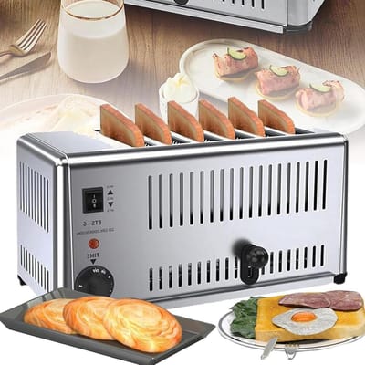 Broodrooster voor 6 Broodjes - 6-Slots Broodrooster - Snel Ontbijt Maken - Ongeveer 1-2 Minuten Per Toast