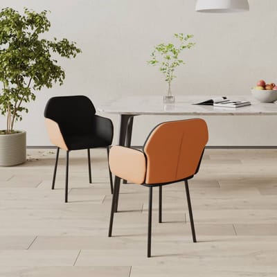 vidaXL - Eetkamerstoelen - 2 - st - stof - en - kunstleer - zwart