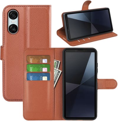 MobyDefend Hoesje - Geschikt voor Sony Xperia 10 VI - Kunstleren Wallet Book Case (Sluiting Voorkant) - Bruin