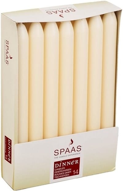 Dinerkaarsen ivoorwit - 14x stuks - 22 cm - 8 branduren - lange kaarsen - tafelkaarsen