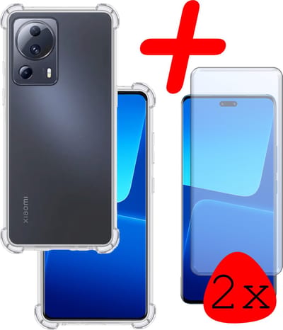Hoesje Met Screenprotector - 2 Stuks - Geschikt voor Xiaomi 13 Lite - Sterk & Shockproof - Siliconen Case - Back Cover - Telefoon Hoes - Shock Proof - Transparant