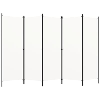 vidaXL - Kamerscherm - met - 5 - panelen - 250x180 - cm - wit