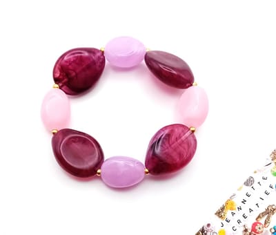 Jeannette-Creatief® - Beach - Armband Acrylkralen Pastel Purple & Pink & Aubergine - Acrylkralen Armband - Armband