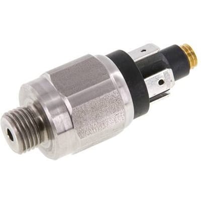 0.5 tot 2bar SPDT Roestvrij Staal Drukschakelaar G1/4'' 42VAC Platte Stekker - PSL-SC-N-0P5-2-OC-FP