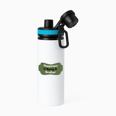 Hacebo® - happiness is being a brother waterfles met draaidop blauw - Broer - de liefste broer - verjaardag - cadeautje voor broer - broer artikelen - kado - geschenk - water fles - 850ML