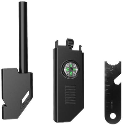 Go Go Gadget - 6-in-1 Multitool - Survival - Noodpakket - Preppen - Vuurstarter - 1 stuk - Zwart