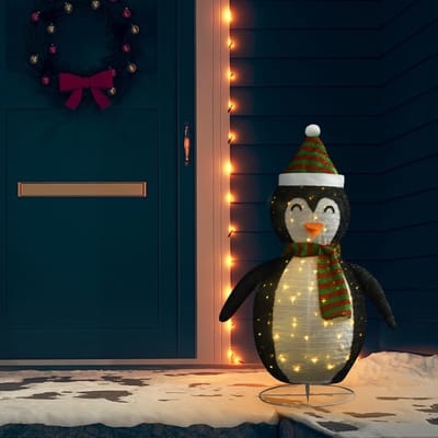 vidaXL - Kerstpinguïn - decoratief - LED - 120 - cm - luxe - stof