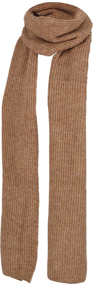 Heat Essentials - Ribgebreide Sjaal Dames - Taupe Melange - Cashmere Look - Nekwarmer - Shawl Dames - Omslagdoek Dames