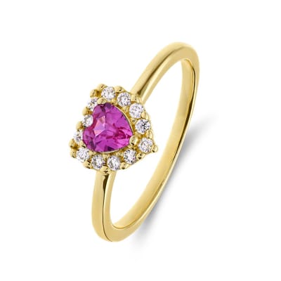 Lucardi Kinder Zilveren goldplated kinder ring met zirkonia - Ring - 925 Zilver - Goudkleurig - 16.50 / 52 mm