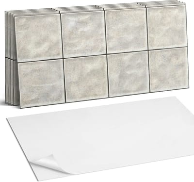 Coloray Plaktegels - Keramische tegeltextuur Wandtegel Zelfklevend - 60 cm x 30 cm - Romig Plaktegels - 6 stuks - Rechthoek PVC Tegels - Plaktegels Keuken - Zelfklevende Vloertegels Badkamer - Vinyl Tegels Zelfklevend - Zelfklevende Wandtegels