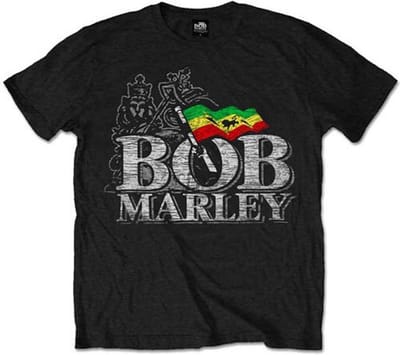 Bob Marley - Distressed Logo Heren T-shirt - S - Zwart