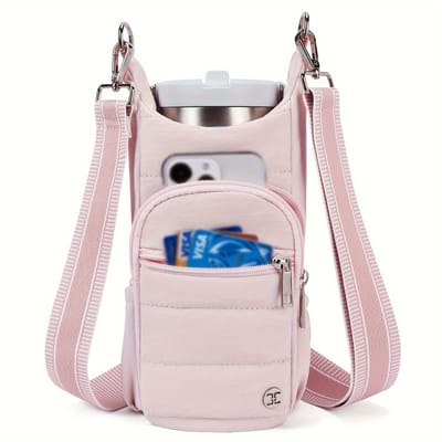 Crossbodytassen Voor Dames Waterfleshouder Tas Met Riem Voor Wandelen, Hiken, Fietsen roze