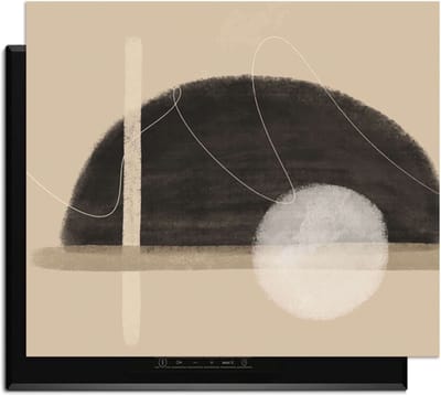 KitchenArt - Sand Dusk – Japandi Inductie Beschermer - 65x52 cm - Kookplaat Beschermer - Luxe Afdekplaat Inductieplaat - Anti-slip & Oprolbaar - Beschermmat Inductiekookplaat