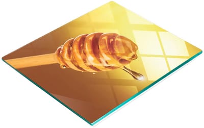 Keuken serveerplank van gehard glas met honingmotief, 60x52 cm