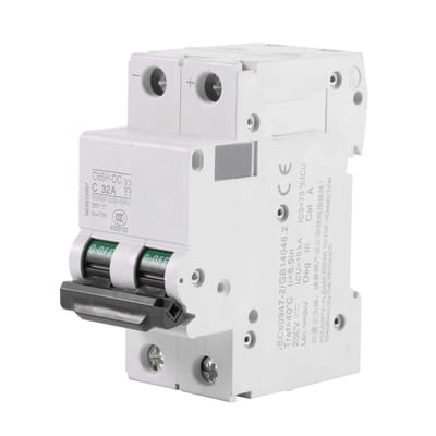 DC Circuit Breaker 250V 2P 32A - Miniatuur Aardlek Schakelaar voor Zonne-energie Systemen