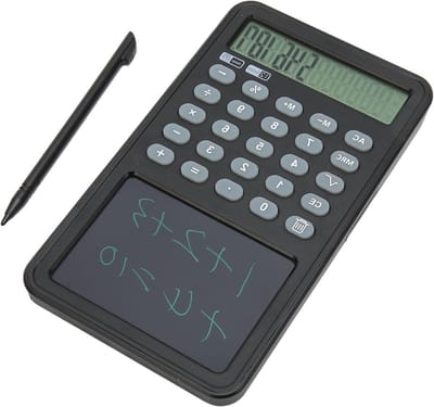 LCD groot display 12-cijferige engineering rekenmachine met uitwisbare schrijftablet - professionele wetenschappelijke zakrekenmachine voor kantoor - zwart .