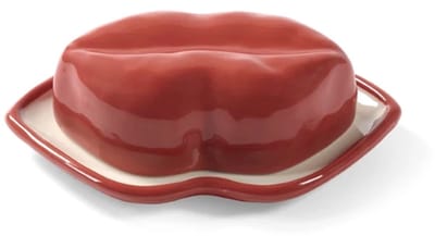 Serax Wouters & Hendrix Les Objets Mouleversants Lips schaaltje met deksel 18x12cm H6cm rood / wit