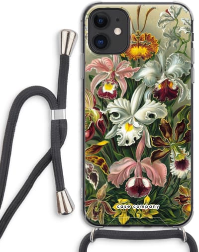 Case Company® - Hoesje met koord geschikt voor iPhone 11 hoesje met Koord - Haeckel Orchidae - Telefoonhoesje met Zwart Koord - Bescherming aan alle Kanten en Over de Schermrand