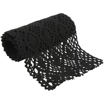 Kantlint Katoengaren 5 Yards Exquise Decoratieve Accessoires voor Kledingdecoratie DIY zwart
