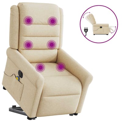 vidaXL - Sta-op-massagestoel - elektrisch - verstelbaar - stof - crèmekleurig