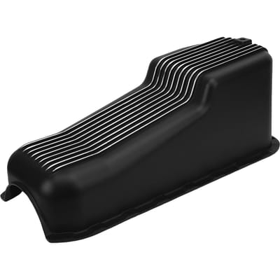 Aluminium Oliepan Gietwerk Hoge Sterkte 4 Quarts Motoroliepan Carburateur Vinnen Zwart voor 2-delige Achterste Hoofdlagers 283 302 305 327 350