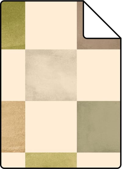 Proefstaal ESTAhome behang geblokt motief groen en bruin - 26.5 x 21 cm - 132176-S