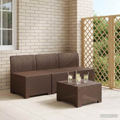 vidaXL - 3-Zits - Tuin - Sofa - Rottanlook - 3-zits - PP - Bruin