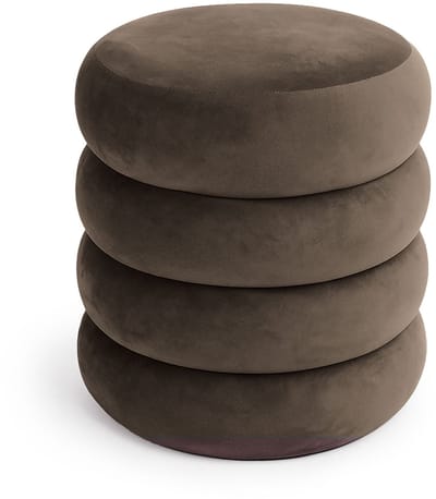 Gestoffeerde Fluwelen Poef met Opbergruimte SNUGGO 42 cm / Gestoffeerde Poef / Ronde Poef / Woonkamerstoel / Opbergkruk Wonen / Bruin