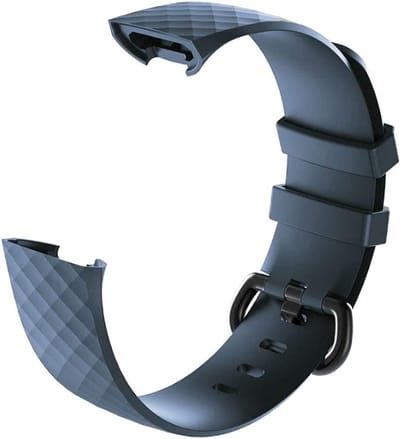 DrPhone FB1 TPU Siliconen Band - Geschikt voor Fitbit Charge 4 / Fitbit Charge 3 / 3 SE - Pols armband – Maat S - Grijs/Blauw met Metalen Zwarte Gesp