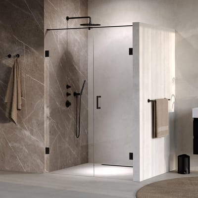 Brauer Void - Nisdeur - 2-Delig - Helder Glas - 140 x 200 cm - Omkeerbaar - met Draaideur 70 cm - Aan Muur - incl. Glascoating - Mat Zwart