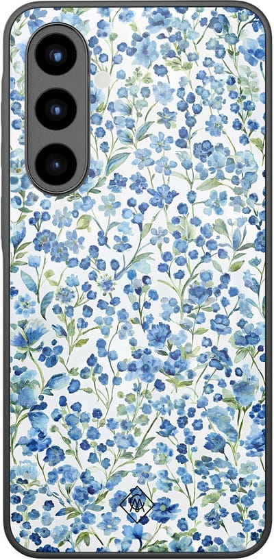 Casimoda® hoesje - Geschikt voor Samsung Galaxy A57 - Vintage Blue Floral - Luxe Hard Case Zwart - Backcover telefoonhoesje - Blauw