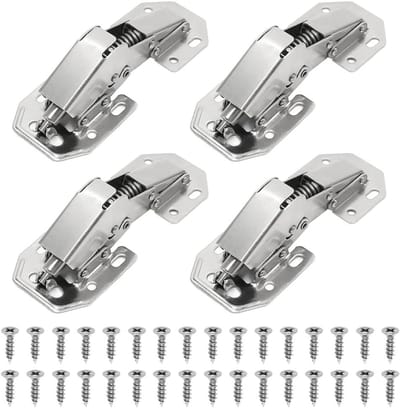 Set van 4 kastscharnieren 113 x 43 mm, schroefscharnieren, soft close met hydraulische demping voor kleine en middelgrote deuren