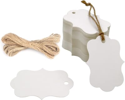 Hangtag - 100 Stuks - Kaarten - Papier - Kaartje - Bedankkaart - Wenskaarten - Cadeau Labels - Te gebruiken voor cadeaubonnen, zelfgemaakte bedankkaartjes, feestuitnodigingen - 7*5cm - Wit
