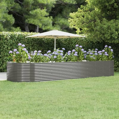 vidaXL Plantenbak 447x140x68 cm gegalvaniseerd staal grijs