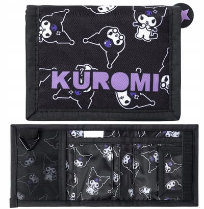 Kuromi Portemonnee – Kinder Portemonnee – Wallet met Klittenband – Sanrio Design – Stevige Kwaliteit – Zwart