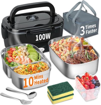Draagbare Verwarmde Lunchbox - 3-in-1 Elektrische Broodtrommel voor Auto en Kantoor