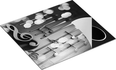 Chefcare Inductie Beschermer Illustratie van Muzieknoten - Abstract - Zwart Wit - 60x50 cm - Afdekplaat Inductie - Kookplaat Beschermer - Inductie Mat