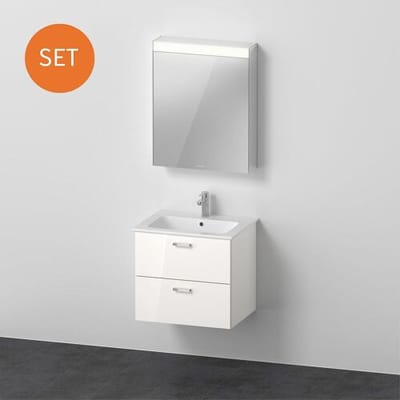 Duravit XBase FurnitureSet 63 cm, with mirror cabinet, stop right XB0075R4545