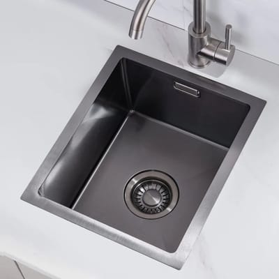Nurion Spoelbak Black Metal 34,5 x 34,5 – Spoelbak Keuken - Spoelbakken Keuken – Wasbak Keuken - zonder Kraangat RVS