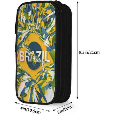brazilië vlag Merchandise Pennendoos Grote capaciteit Voor School Pennenbakje Cadeau (as the picture,M)