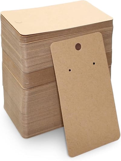 200 Stuks Oorbellen Display Kaarten van Kraft Papier - Lege Sieraden Houder Kaarten 3.5 x 2 Inch voor Oorbellen en Sieraden Presentatie