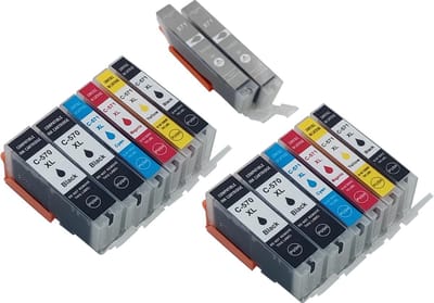 KATRIZ® huismerk inkt Canon PGI570XL / CLI571XL(Met 571XL grijs)  - Met chip | voor Canon Pixma MG 7700 / 7750/7751/ 7752/ 7753; Pixma TS8050/TS8051/TS8052/TS8053/TS9050/TS9055 | (14stuks)