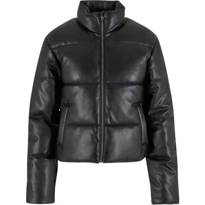 Urban Classics - Synthetic Leather Gewatteerd jack - XS - Zwart