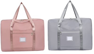 2-Pack reistas - weekendtas - ziekenhuistas voor zwangere vrouwen - 53*42*50cm-waterdichte schoudertas - reisbagage - opvouwbaar en draagbaar - opbergtas voor in de slaapkamer - trolley handbagage - milieuvriendelijk en herbruikbaar - roze en grijs