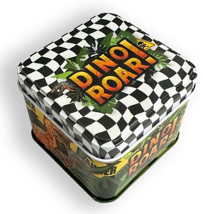 Dinosaurus Roar mini metalen blik 7,5 cm 4 stuks