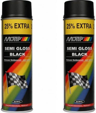 Motip Zijdeglans Acryllak Zwart - 500 ml - Spuit spray zwart - Verf zwart kopen - 2 stuks Spuitspray LAK ZWART ZIJDEGLANS 500 ML sneldrogend