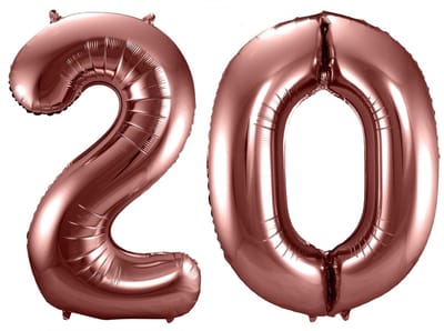 Folat Verjaardag Leeftijd folieballon - 20 jaar - rosé goud - 86 cm - cijferballon groot
