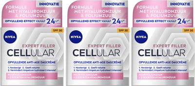 NIVEA Cellular Filler Dagcrème Anti-Age SPF 30 - 3 x 50 ml - Voordeelverpakking