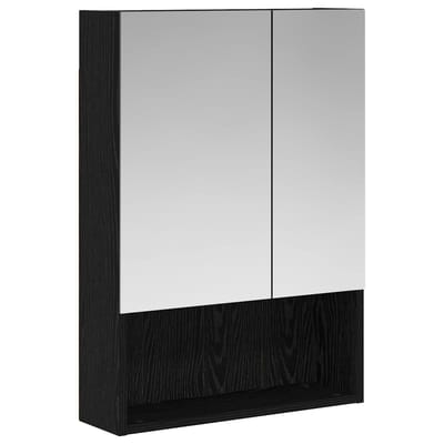 vidaXL - Badkamerspiegelkast - Zwart - Eiken - 50 - x - 14,5 - x - 70 - cm - Bewerkt - hout